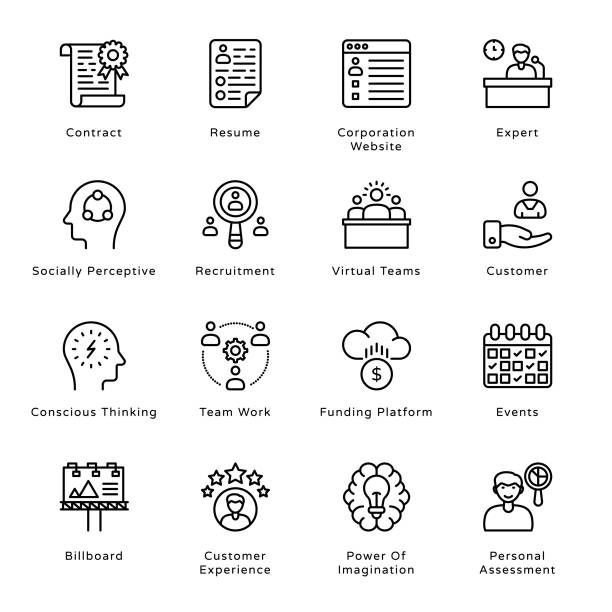 Smart Business Outline Icons - Stroked, Vectors Smart Business Outline Icons - Stroked, Vectors customer experience stock illustrations