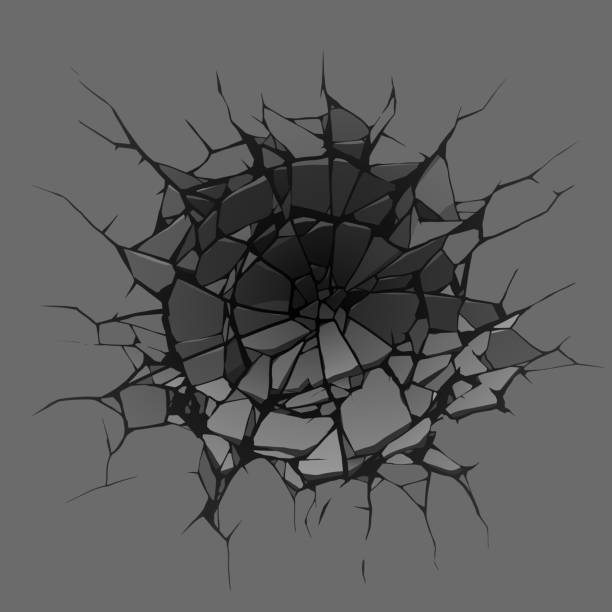 Damaged wall surface after hit Damaged wall surface after hit in vector breaking stock illustrations