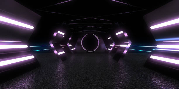 istock 3D abstract background with neon lights. neon tunnel .space construction . 3d illustration 1286324286