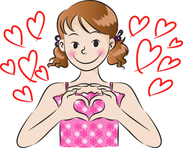 ilustrações de stock, clip art, desenhos animados e ícones de i love you - girl5