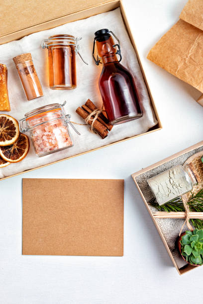 istock Preparing self care package, seasonal gift box with plastic free zero waste cosmetics products 1286329788
