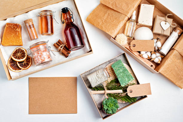 istock Preparing self care package, seasonal gift box with plastic free zero waste cosmetics products 1286329793