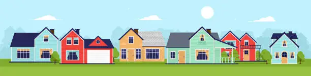 Vector illustration of Houses panorama background