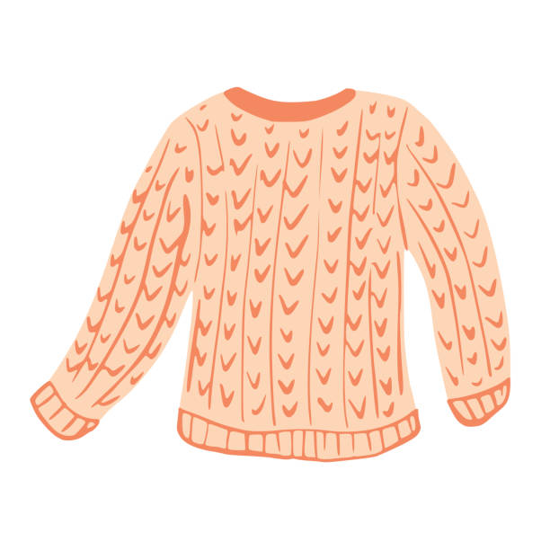 ilustrações, clipart, desenhos animados e ícones de suéter de lã isolado no fundo branco. esboço de suéter feio desenhado em estilo doodle. - wool scarf backgrounds knitting