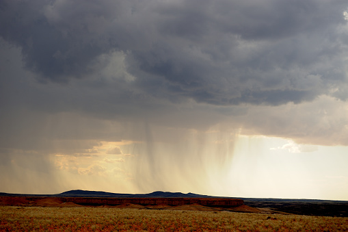 A rainstorm in the arid Naukluft National Park of Namibia