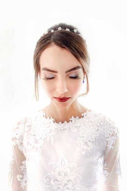 Wedding bride with flowers. 3D rendering