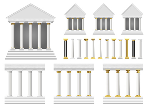 Antique columns and temple vector design illustration isolated on white background