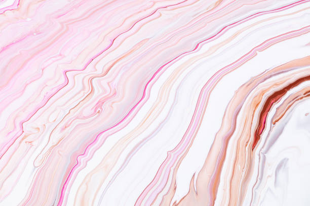 istock Fluid art texture. Abstract backdrop with iridescent paint effect. Liquid acrylic artwork with flows and splashes. Mixed paints for interior poster. Pink, white and coral overflowing colors. 1286347470