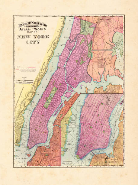 ilustraciones, imágenes clip art, dibujos animados e iconos de stock de mapa antiguo del mapa de la ciudad de nueva york con manhattan 1892 - east river illustrations