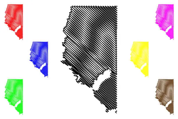 Vector illustration of LaSalle County, Louisiana (U.S. county, United States of America, USA, U.S., US) map vector illustration, scribble sketch LaSalle Parish map