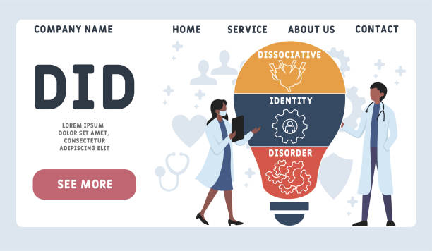 Vector website design template . DID - Dissociative Identity Disorder acronym, medical concept Vector website design template . DID - Dissociative Identity Disorder acronym, medical concept. illustration for website banner, marketing materials, business presentation, online advertising. dissociative identity disorder stock illustrations