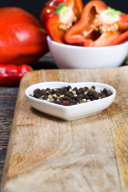 pepper spices on the kitchen table