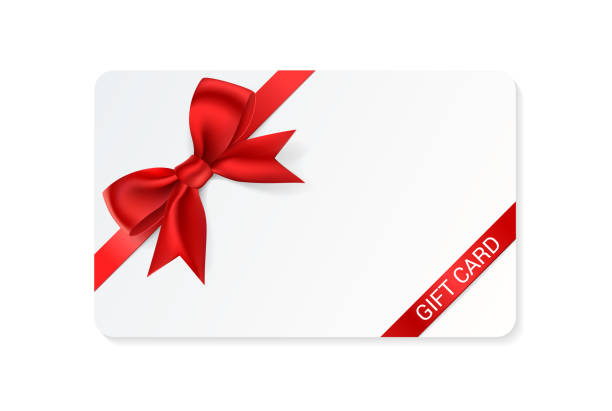 glänzende rote satin-schleife auf weißem hintergrund - giftcard stock-grafiken, -clipart, -cartoons und -symbole