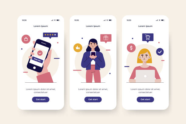 Purchase online onboarding app screens Vector illustration Purchase online onboarding app screens Vector illustration. accounting drawings stock illustrations
