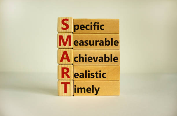 istock Wooden cubes and blocks with words 'SMART, specific measurable achievable realistic timely'. Beautiful white background, copy space. Business concept. 1286361570
