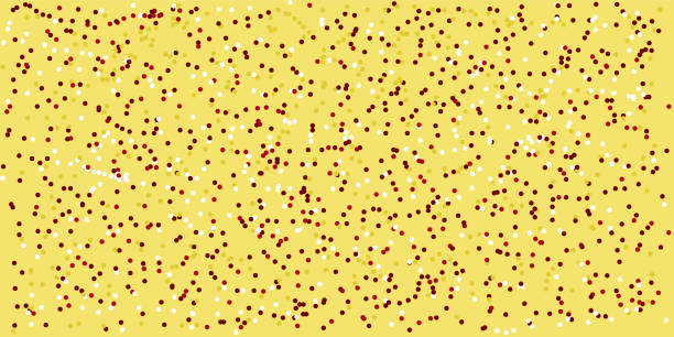 istock Lots of colorful confetti on a yellow background, vector illustration 1286365505
