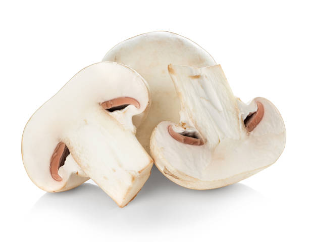 istock Fresh champignon mushrooms isolated on white background. 1286365835