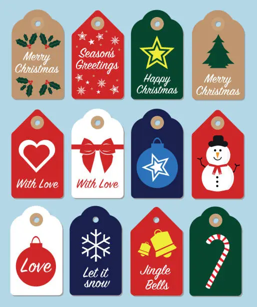 Vector illustration of Christmas gift tags