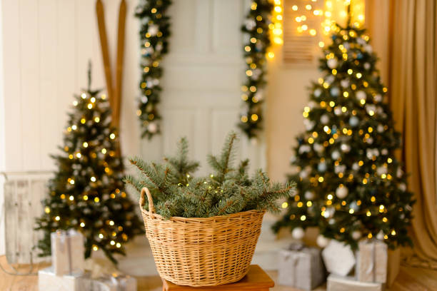istock Beautiful holdiay decorated room with Christmas tree with presents under it 1286368952