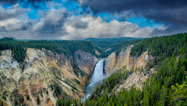 chutes de yellowstone - burney photos et images de collection