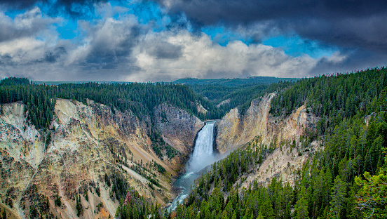Lower Falls of the Yellowstone River from Artist Point. Grand Canyon of the Yellowstone River. Yellowstone National Park, Wyoming.