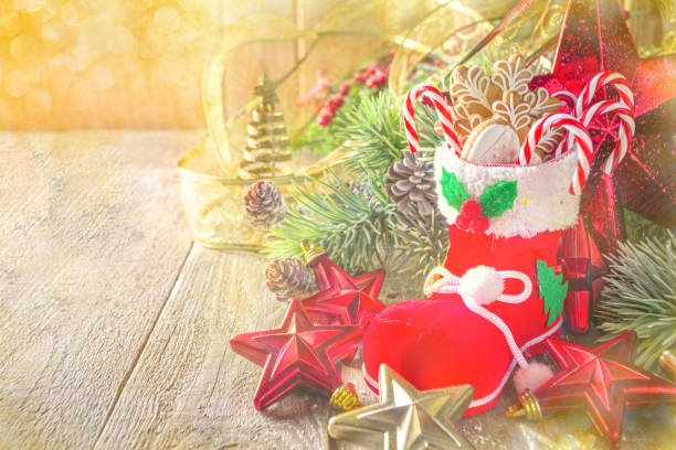 istock Christmas Sock with Christmas sweets 1286371240