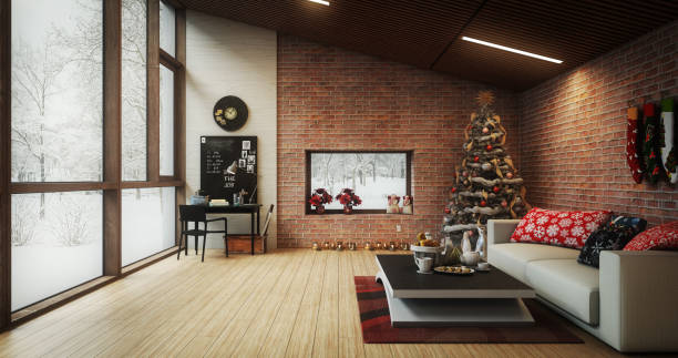 istock Scandinavian Home Interior with Christmas Decorations 1286371523