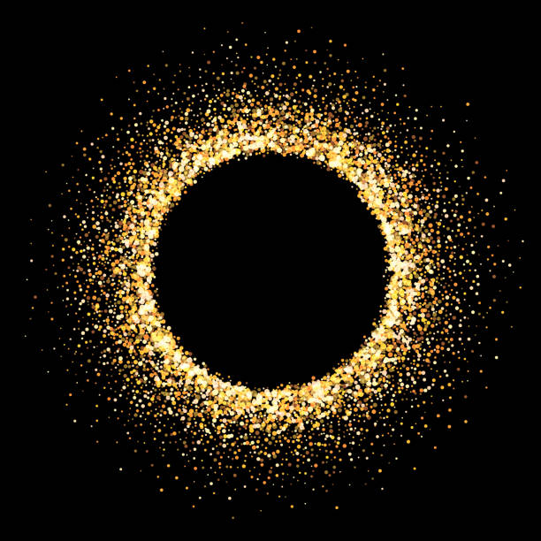 Illuminated circle frame on dark background Illuminated frame on dark background - transparency used. sun sparkle stock illustrations