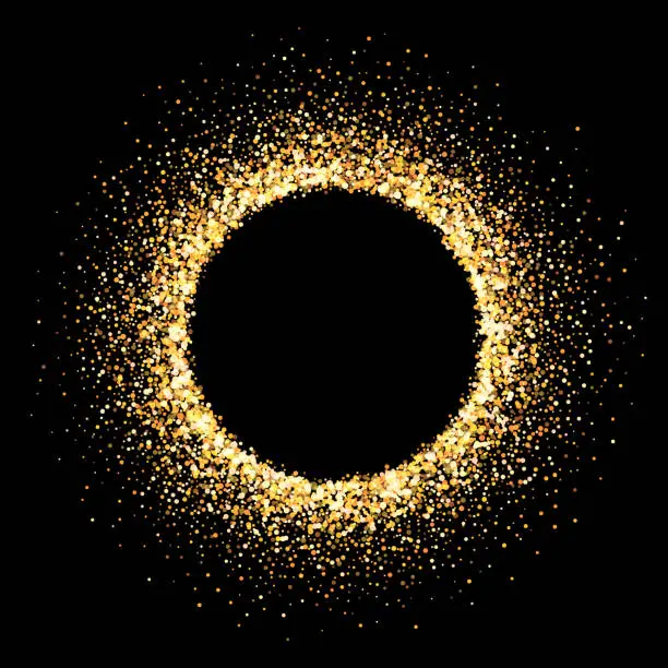 Vector illustration of Illuminated circle frame on dark background