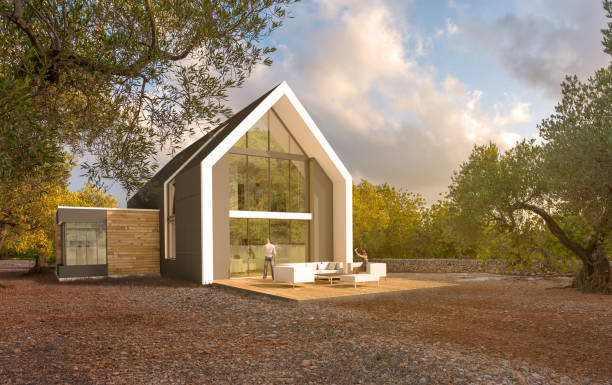 istock Contemporary mansion in Mediterranean field 1286373040