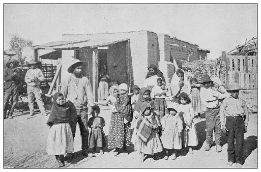 Antique black and white photo of the United States: Mexican family, Arizona