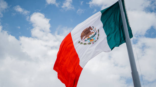 istock Mexican Flag Bended Because of the Wind 1286374046