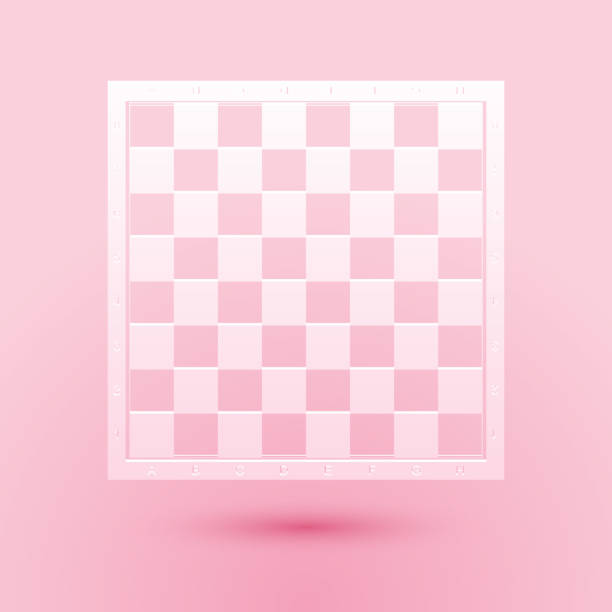 Paper cut Chess board icon isolated on pink background. Ancient Intellectual board game. Paper art style. Vector Paper cut Chess board icon isolated on pink background. Ancient Intellectual board game. Paper art style. Vector. three dimensional chess stock illustrations