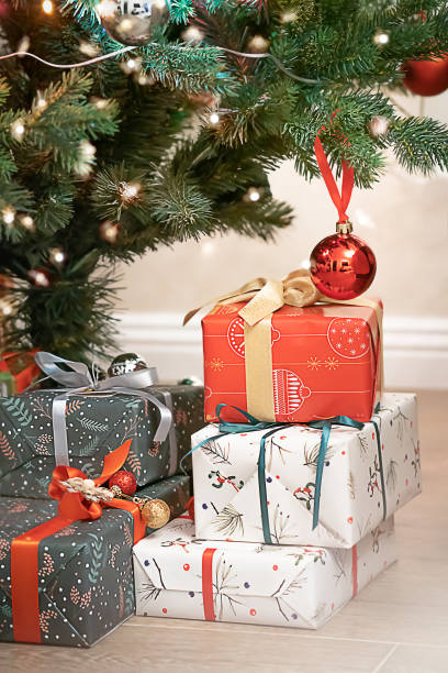 istock gifts in beautiful packaging under the Christmas tree 1286374522