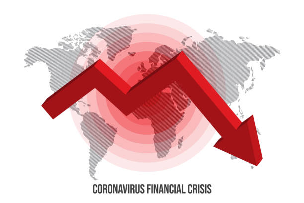 ilustrações, clipart, desenhos animados e ícones de mapa mundial. coronavirus ou covid-19 conceito de crise financeira projeta ilustração de ações. modelo de vetor covid-19 - lubrication infection