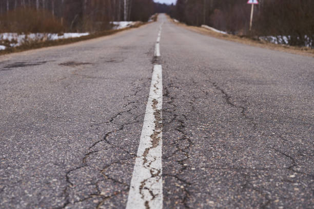 istock The road with asphalt coating and line markings 1286375857