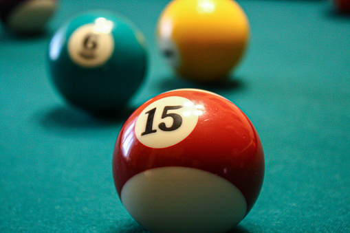 Billiard balls on a pool table. Billiard 15 ball.