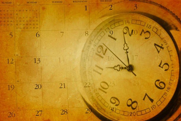istock Vintage clock and calendar 1286380485