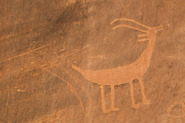 Goat petroglyph in Monument Valley Navajo Tribal Reservation, Arizona, USA.