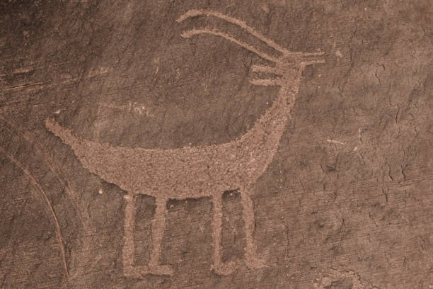 Goat petroglyph in Monument Valley Navajo Tribal Reservation, Arizona, USA.
