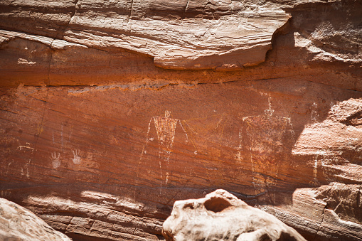 People pictographs in Monument Valley Navajo Tribal Reservation, Arizona, USA.