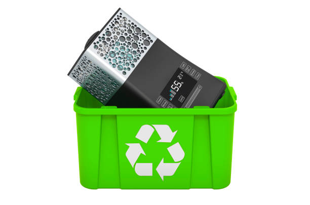 istock Recycling trashcan with ultrasonic humidifier, 3D rendering isolated on white background 1286383488