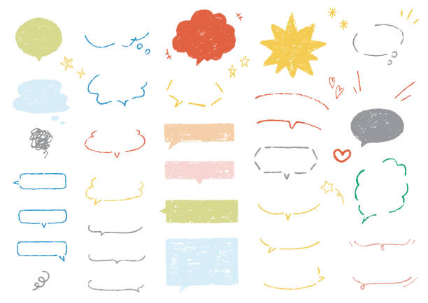 ilustrações, clipart, desenhos animados e ícones de é um conjunto de balões de fala como desenhados com lápis de cor. vetor. - thinking thought bubble thought cloud clip art