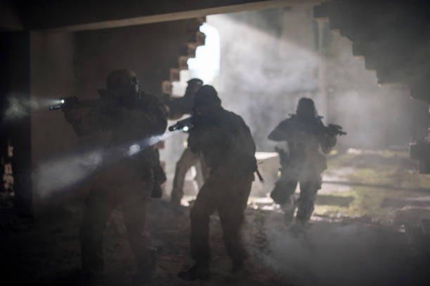 istock Group of soldiers attaking. 1286386328