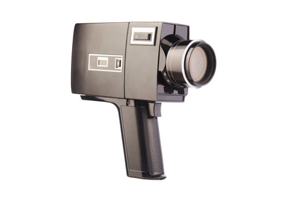 antiguo sonido analógico super8, cámara de película de 8 mm sobre fondo blanco - 8mm camera fotografías e imágenes de stock