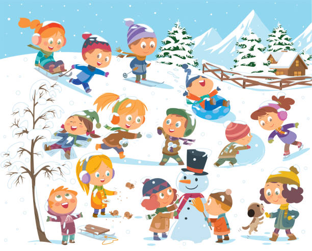 Playing Outside In Snow Clipart