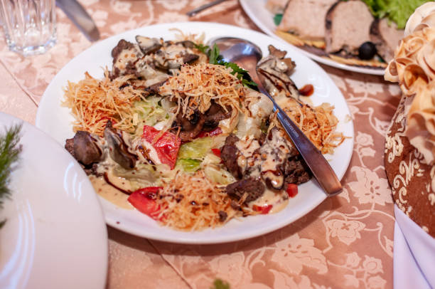 istock salad with beef, cherry tomatoes, mushrooms 1286394156