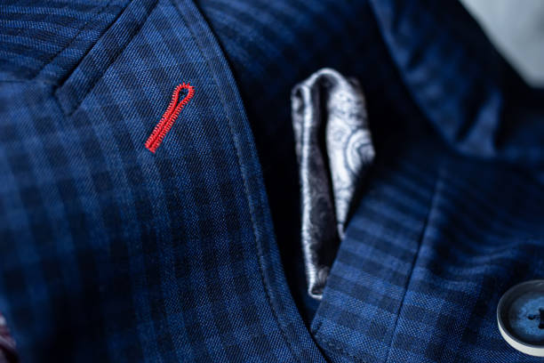 istock The blue suit cloth was laid on the floor and there was space for adding text. Blue fabric with buttons and pockets for tailoring. 1286395118