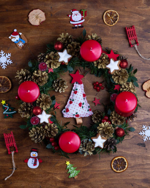 istock Advent wreath with red candles 1286397900