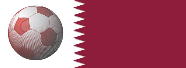 istock Abstract football graphic template banner with Qatar flag pattern BG 1286401446